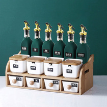 Ceramic seasoning jar set household kitchen supplies seasoning box combination light luxury Nordic seasoning oil bottle storage rack