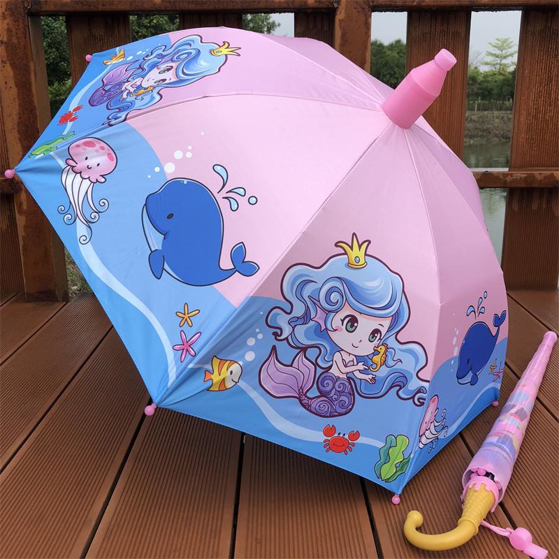 Children's umbrella male and female child elementary school children automatically safe nursery school little kids fish princess waterproof set clear umbrellas