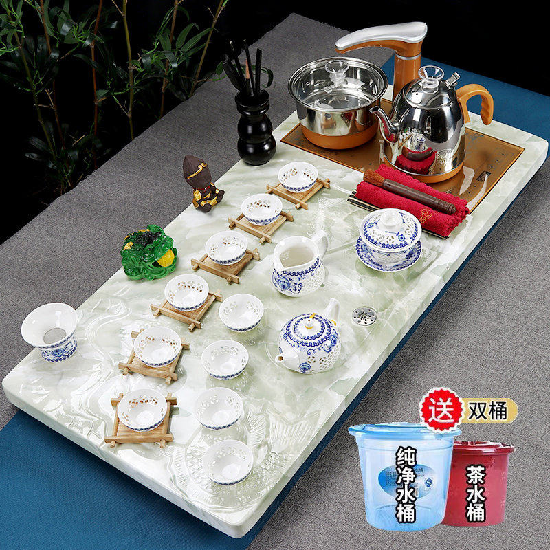 European-style marble tea table modern minimalist home office tea tray fully automatic one lazy kung fu tea set