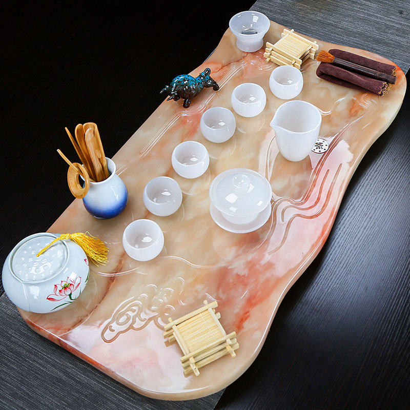 Light luxury new stone ancient rhyme simple rectangular drainage tea sea European style home office tea set tea table