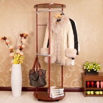 Movable bedroom storage coat rack foyer floor-standing double-layer Japanese hanger corner semi-round clothes rack