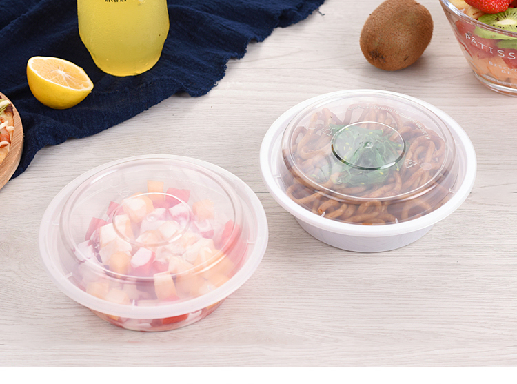 450ml Hộp cơm trưa tròn dùng một lần dày kiểu Mỹ có nắp hộp cao cấp màu đen hộp đựng đồ ăn trưa - Hộp cơm điện sưởi ấm hộp cơm cắm điện lock and lock