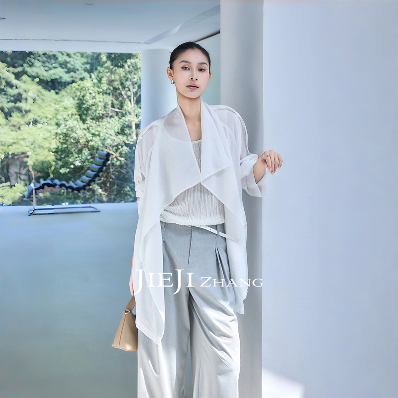 Zhang Qi Jieji Zhang [Yunmei] Tencel Acetate Sunscreen Jacket for Women, Summer White Loose Thin Cardigan