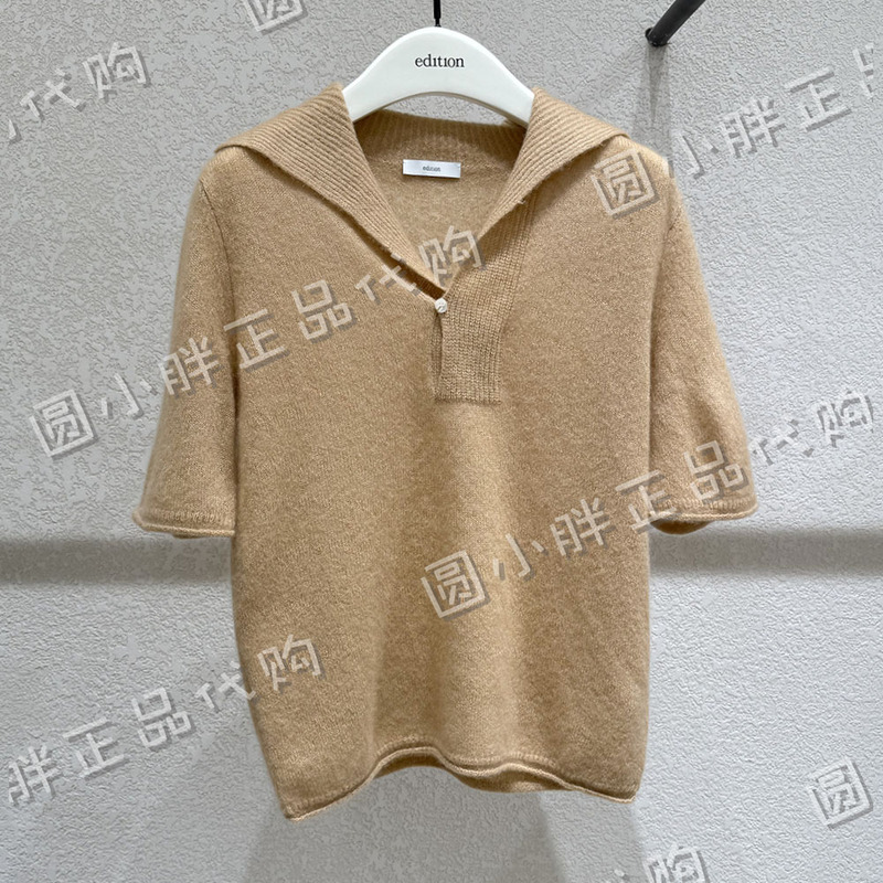 Edition Sf Express Free Shipping 2026 Autumn New Style Cashmere and Mulberry Silk Lapel Knit Top Ebf3Swt032