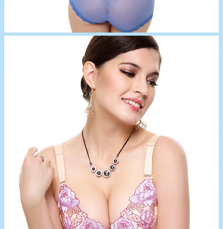 Han Jiaer Thêu mùa xuân và mùa hè Sexy Deep V Thu thập đồ lót có thể điều chỉnh Ladies Bra Set Dày Cup T1032 áo lót 