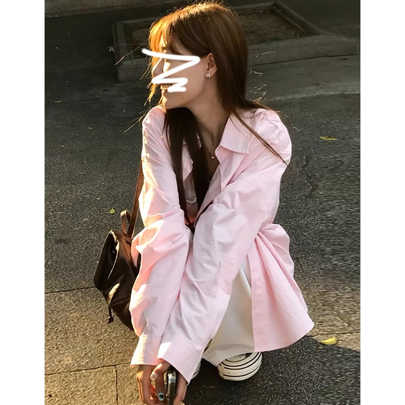 Pink French Long-Sleeved Shirt for Women Spring and Summer 2025 New Loose Sun Protection Shirt Elegant Cardigan Jacket Top