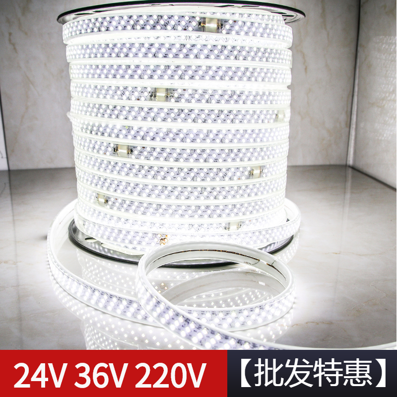 LED light belt 36V outdoor waterproof low voltage 24V tower crane site tunnel breeding lighting high light strip 220V