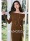 Wangxo[01/20 20:00Pm New Arrival 5% off]Mousse Cashmere Dress with Pin Decoration and Patchwork