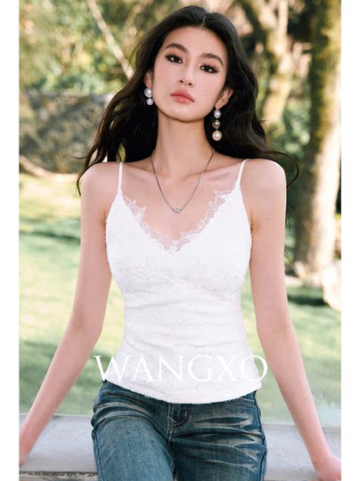 Wangxo[01/20 20:00Pm New Arrival 5% off]Three-Dimensional Velvet Lace Slim-Fit Sexy V-Neck Lace Camisole