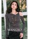 Wangxo[01/20 20:00Pm New Arrival 5% off]Fake Two-Piece Twisted Asymmetrical Shoulder Shiny Knit Top