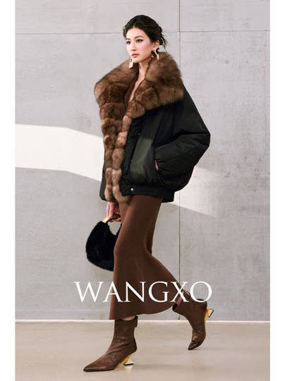 Wangxo｜High-Density, Windproof and Water-Repellent 90% White Duck Down｜Detachable Fox Fur Large Lapel down Jacket