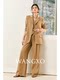 Wangxo｜High-End Tencel Linen Spliced with Acetate Satin｜Blazer & Belted Vest & Pleated Straight-Leg Pants