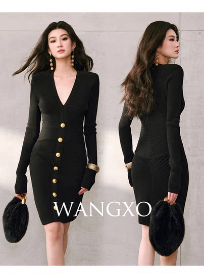 Wangxo[01/20 20:00Pm New Arrival 5% off]Elegant and Stylish Metal Buckle Ice Linen Knit Dress