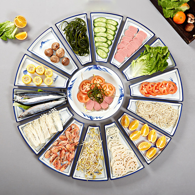 Happy family plate creative net red plate set of household Chinese New Year platter family eating plate combination plate