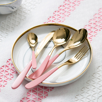 Crescent knife and fork spoon three-piece Western tableware set high grade Germany 304 stainless steel non-slip steak cute ins