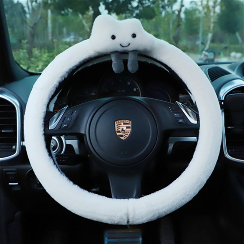 Car plush steering wheel cover winter antifreeze warm car handle cover non-slip car steering wheel cover cute