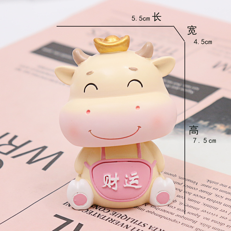 Bull Year New Year ecstasy Ecstasy Creativity Cartoon Resin Small Pendulum for Spring Festival Gifts Car On-board Craft Gift Pendulum Accessories