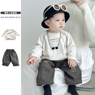 Мальчиков мультики длинный рукав Футболка осень новый ребенок ребятишки ребенок куртка свитер весна брюки установите