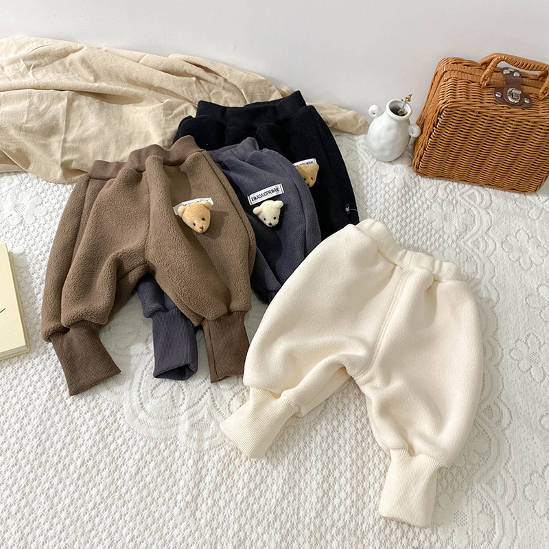 Детские утепленные зимние трехмерные штаны, мультяшная кукла подходит для мужчин и женщин, с медвежатами 29534 