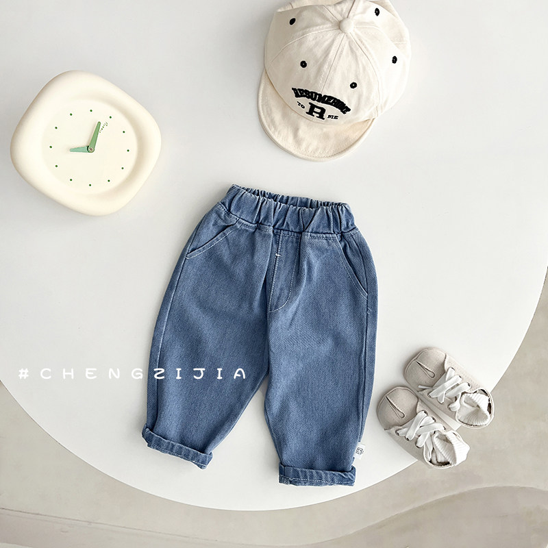 Детские осенние джинсы, комплект, штаны для мальчиков, простой и элегантный дизайн, оверсайз 其它（服饰） 