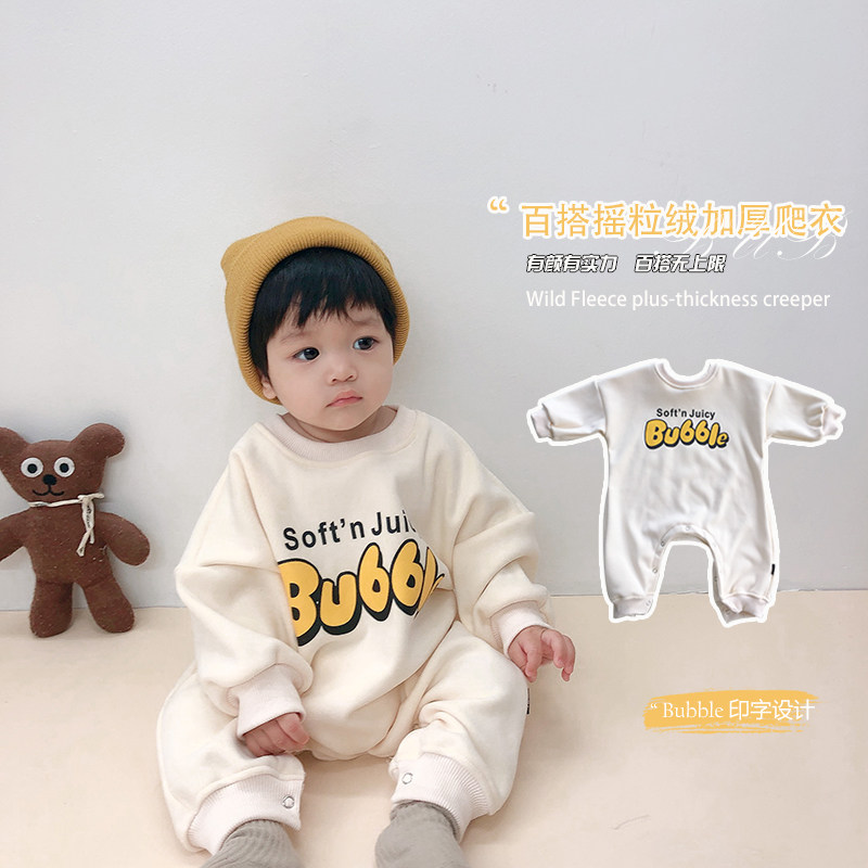 Baby clothes autumn and winter clothes baby romper romper plus velvet thick jumpsuit warm out clothes children's clothes