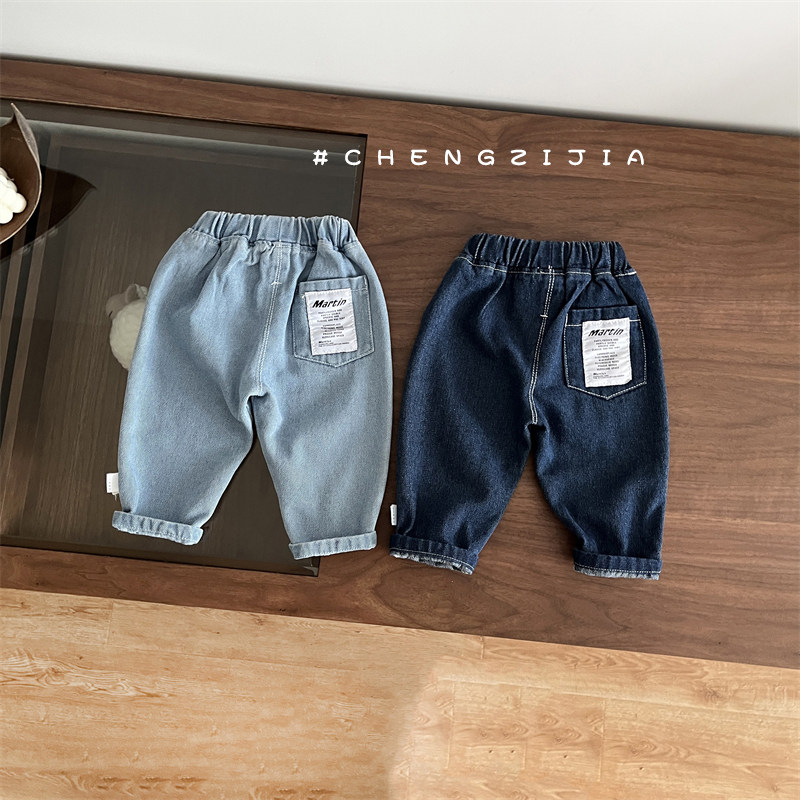 Детские осенние джинсы, комплект, штаны для мальчиков, простой и элегантный дизайн, оверсайз 其它（服饰） 