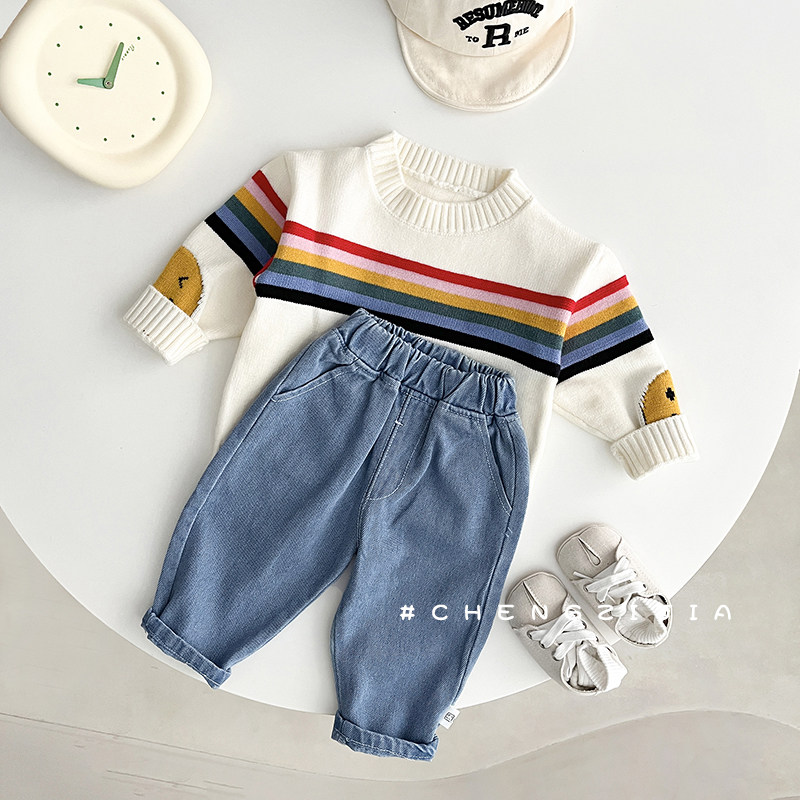 Детские осенние джинсы, комплект, штаны для мальчиков, простой и элегантный дизайн, оверсайз 其它（服饰） 