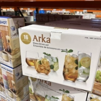 Sam/Costco Kaishi проходит из стеклянной чашки Arka Set Стеклянная чашка с водой холодной водой 16 кусочков