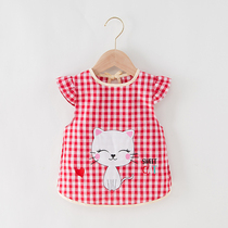 The bib for the child to eat in the summer the female baby the summer breathable anti-dressing the short-sleeved children and the baby.