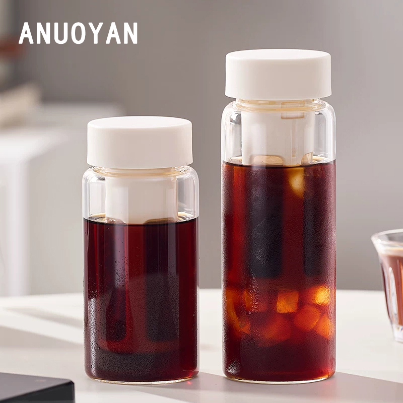 Anuoyan Cold Brew Coffee Cup Glass Portable Travel Cold Brew Cup On-The-Go Water Cup American Coffee Pot