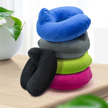 Inflatable pillow U-shaped neck pillow Foldable portable light velvet outdoor travel pillow Comfortable nap pillow