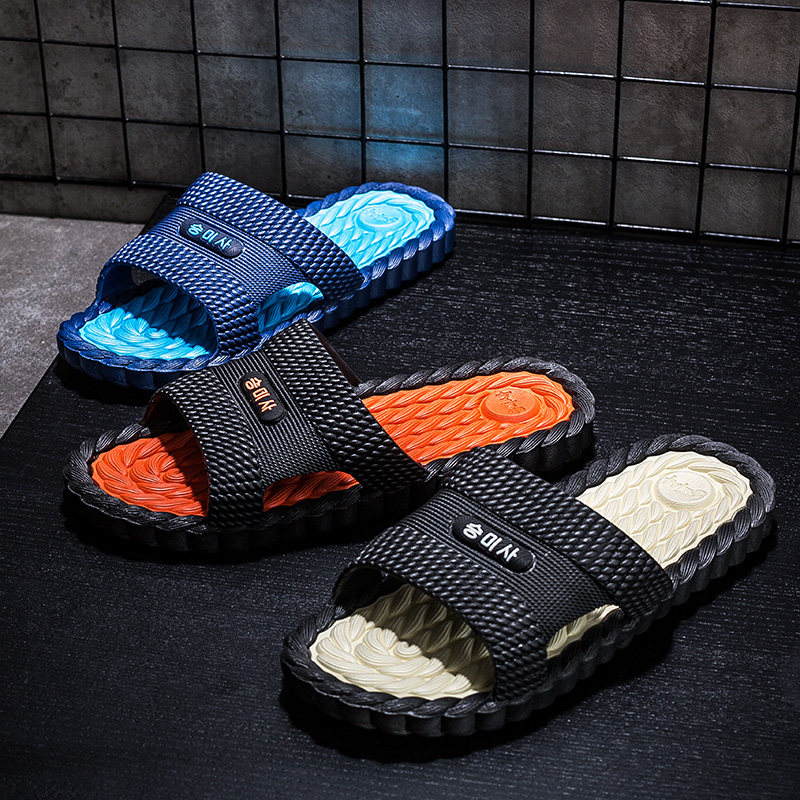 Slippers men's summer slippers men's outdoor wear Korean version tide couple thick bottom non-slip wear-resistant trend beach shoes outdoor sandals and slippers
