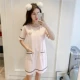 Mùa hè cotton đơn giản thời trang ngắn tay áo độn ngực váy ngủ phụ nữ mặc áo ngực dịch vụ nhà