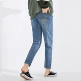 孕之彩 Осенние джинсы для беременных, вместительные и большые штаны, свободный прямой крой, в корейском стиле, большой размер