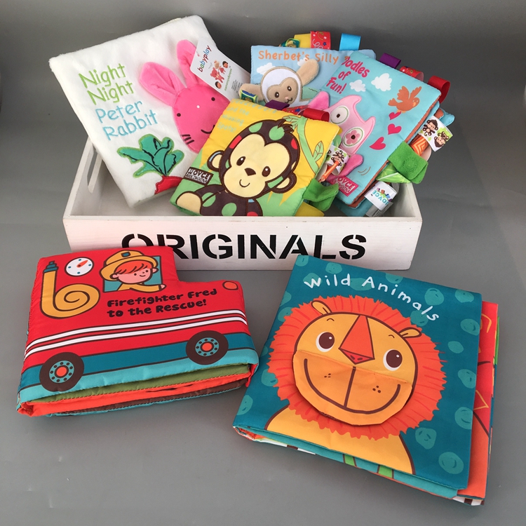 Baby bub book fire truck English boob book character reading Early teaching Enlightenment ripping up children's book Cubism embroidery