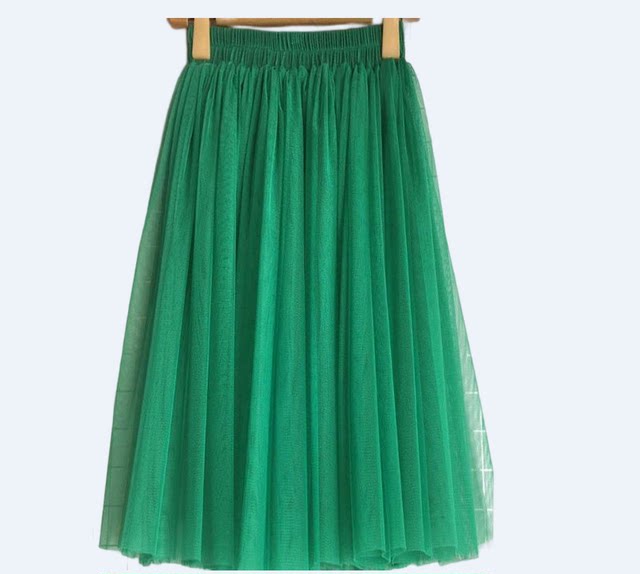 Star style solid color all-match tutu skirt princess skirt elastic waist temperament A-line mid-length heavy industry half skirt female