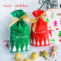 10 Bunch Pockets Red and Green Christmas Tree Christmas Gift Drawstring bag Candy Baking bag Cute Gift Bag
