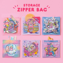 8 sealed bags Girl heart cute self-sealing bags Daily nut bags Candy jewelry bags can be recycled