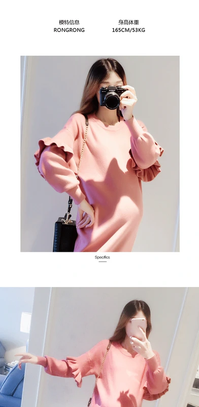Trang phục bà bầu mùa đông 2018 mới cho mẹ bầu áo len nữ mùa thu và đông lỏng phiên bản Hàn Quốc của trang phục khí chất bà bầu