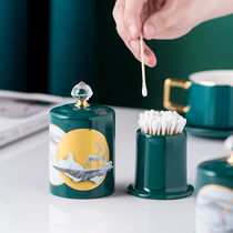 Toothpick box cotton swab box light luxury Nordic style ceramic toothpick holder creative household toothpick bucket jar hotel restaurant special
