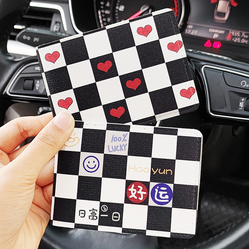 Couple online red driver's license This document protective sleeve Female cartoon driver's license cover leather cover cute motor vehicle line driver's license