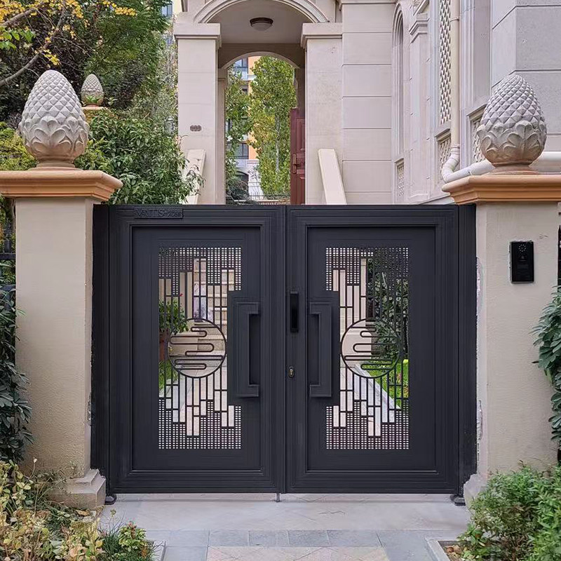 Aluminum Art Alloy Garden Entrance Outdoor New Chinese Electric Walled Fence Countryside Small Yard Countryside Villa Courtyard Gate