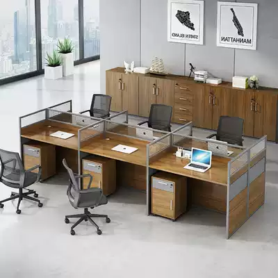 Staff desk Four-person office desk and chair combination Simple modern financial desk screen employee computer card holder work station