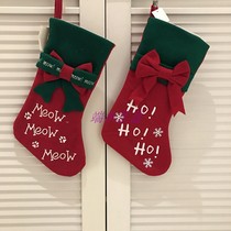 Christmas Christmas Eve Bow Letters HOHO Christmas Boots Socks for Girls Gift Gift Bag