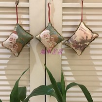 Christmas Christmas Eve vintage old canvas printing small pendant oil painting fabric decoration hanging