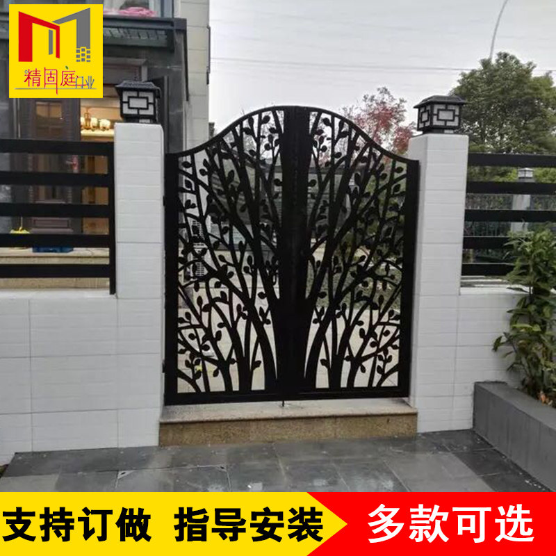 Wrought iron laser cutting garden door Garden community outdoor single double switch Villa door custom home iron door