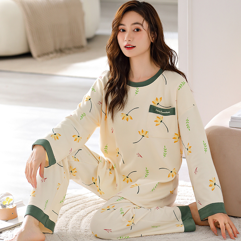Plus Size Women's Pajamas 100kg Autumn and Winter Pure Cotton Long-Sleeved 2026 New Style Extra Large Fat mm Women's Home Wear Plus Size Women's Pajamas 100kg Autumn and Winter Pure Cotton Long-Sleeved 2026 New Style Extra Large Fat mm Women's Home Wear