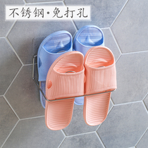 Bathroom slipper rack Wall-mounted hole-free toilet toilet wall-mounted slipper rack Stainless steel storage hook