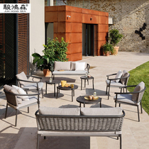 Nordic Outdoor Rattan Sofa Hair Chair Waterproof Sunscreen Three Sets Garden Casual Outdoor Tea Table Terrace Balcony Furniture
