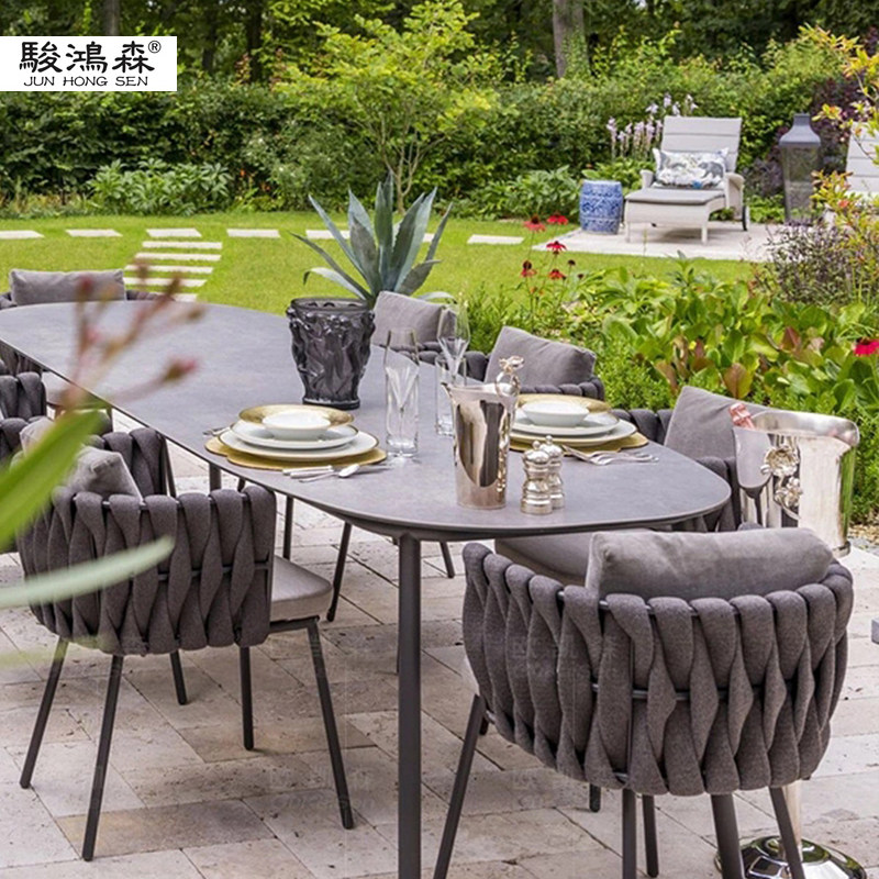Outdoor table and chair courtyard outdoor garden dining table and chair combination open-air balcony layout yard table and chair waterproof vine chair